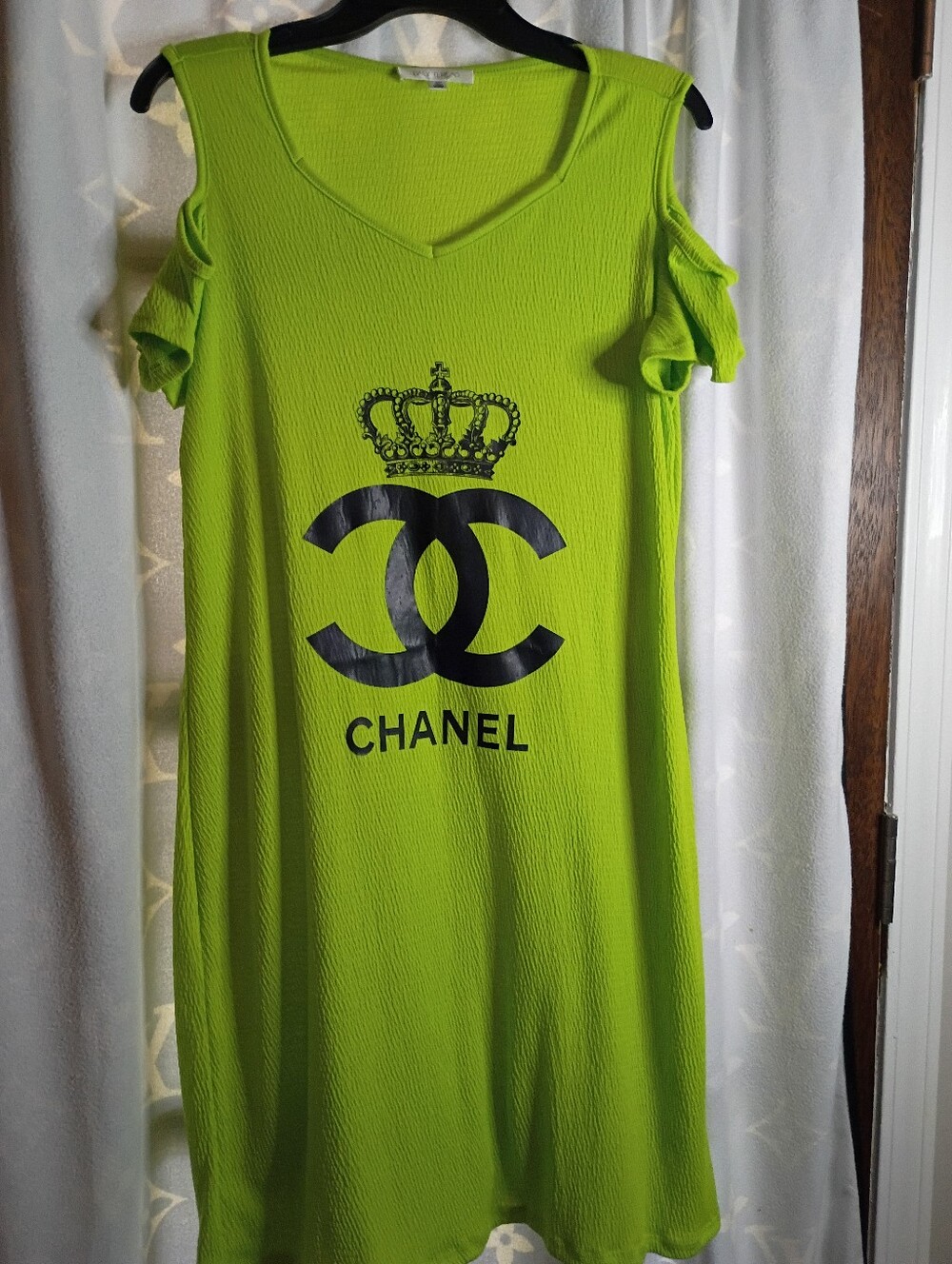 Lime Green Cold Shoulder Dress Or Cover Up - Picture 2 of 4